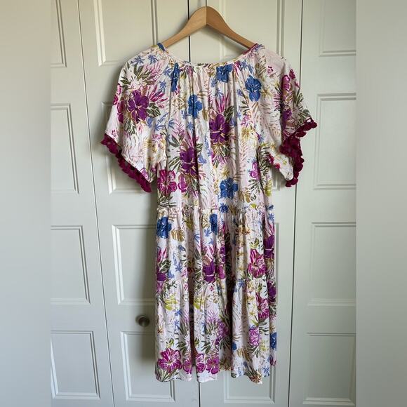 MATILDA JANE Women's Aloha Palm Printed Ruffle Sleeve Dress NWT size small - Picture 5 of 9